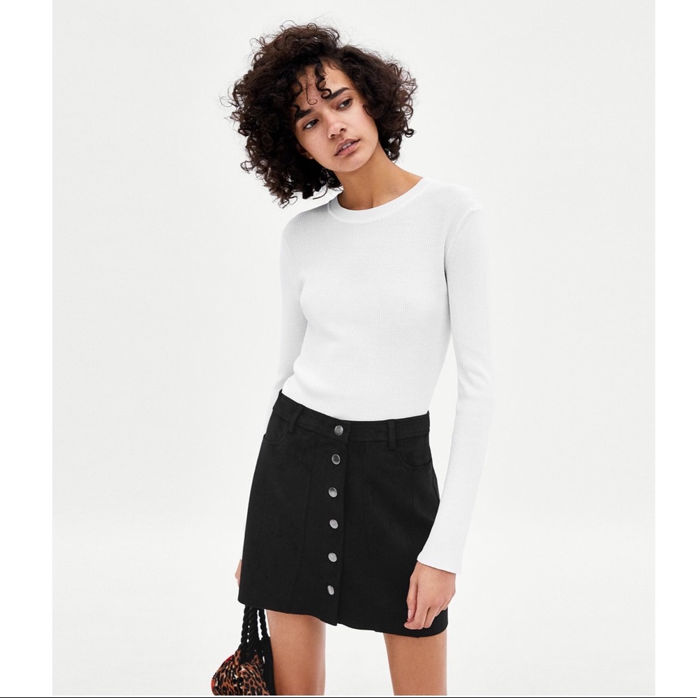 Zara Faux Suede High Waist Mini Skirt